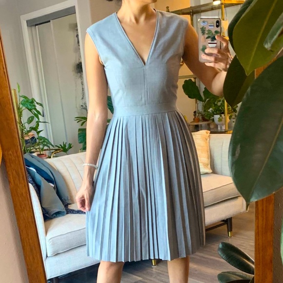 J. Crew Dresses & Skirts - J. Crew Pleated V-Neck in Italian Gray Wool